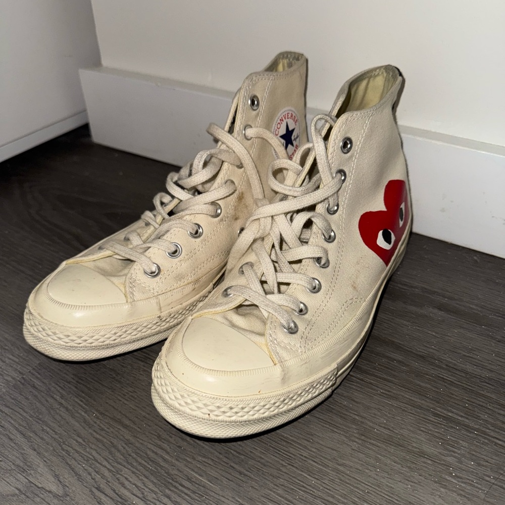 Converse White High-Tops with Red Heart Design